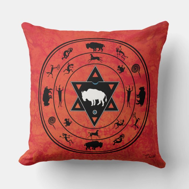 Almohada blanca de la rueda de la medicina del (Anverso)
