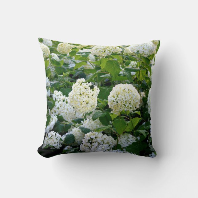 Almohada blanca de los Hydrangeas (Anverso)