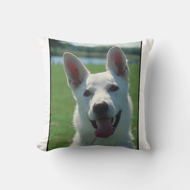 Almohada blanca de MoJo del pastor alemán (Anverso)