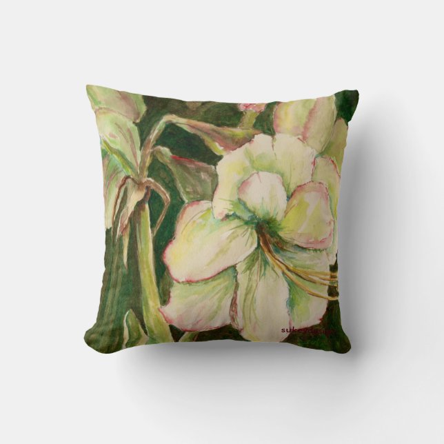 Almohada blanca del acento del Amaryllis (Anverso)