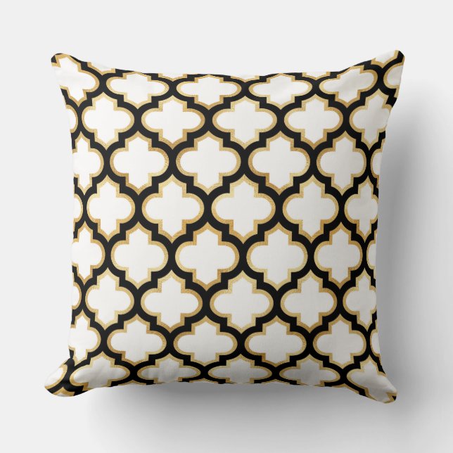 Almohada blanca del enrejado de Quatrefoil del oro (Anverso)