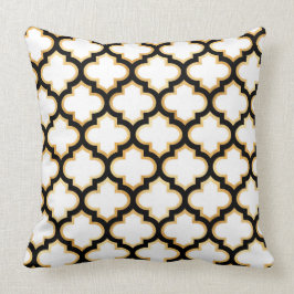 Almohada blanca del enrejado de Quatrefoil del oro