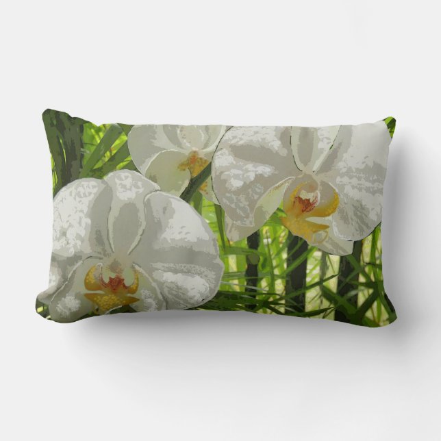 Almohada blanca del lumbar de las orquídeas (Anverso)