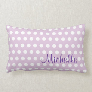 Almohada blanca del lunar de la lila