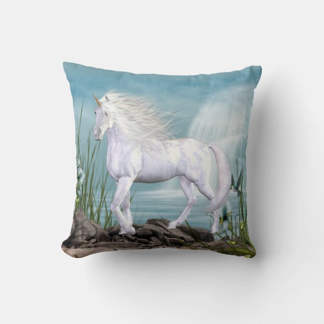 Almohada blanca del unicornio de la belleza del (Anverso)