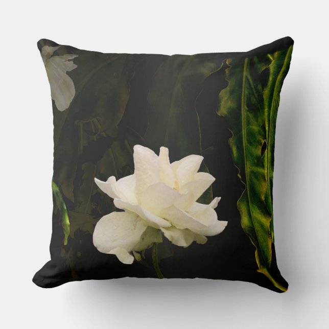 Almohada Blanca Flor de Rosa Chic (Anverso)