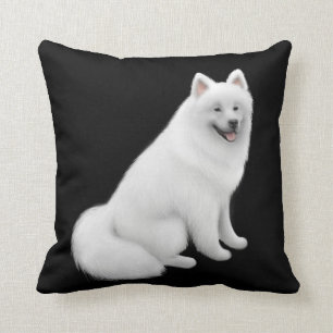 Almohada blanca mullida del perro del samoyedo