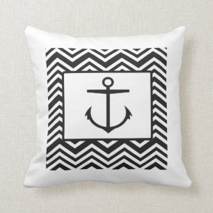 Almohada blanca/negra del ancla