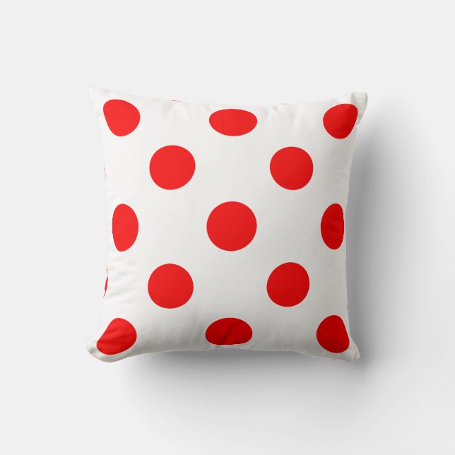 almohada blanca roja de punto de polka (Anverso)