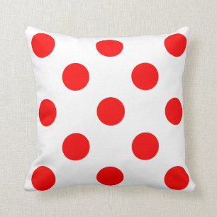 almohada blanca roja de punto de polka