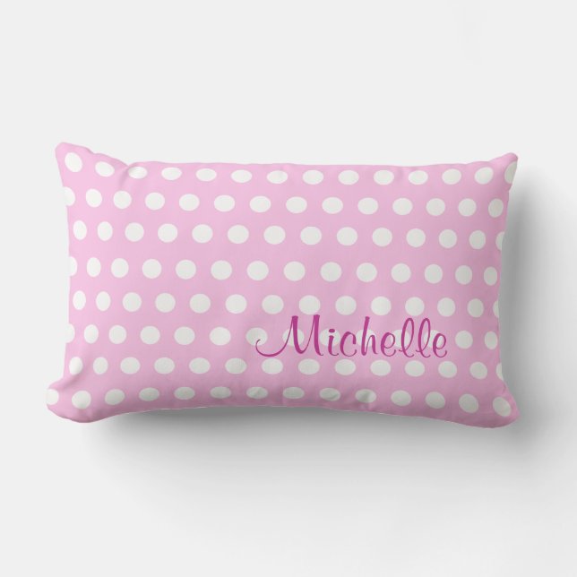 Almohada blanca rosada del lunar (Anverso)