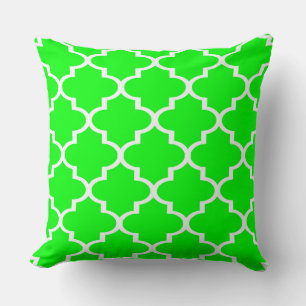 Almohada blanca verde brillante de celosía de cuat