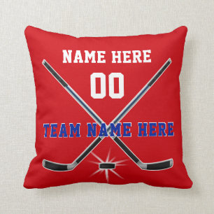 Almohada blanca y azul roja del hockey de las