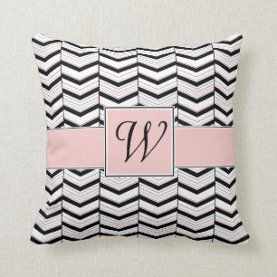 Almohada blanca y de Rubor negra Chevron