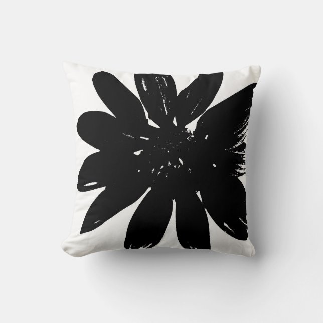 Almohada blanco y negro de la flor (Anverso)