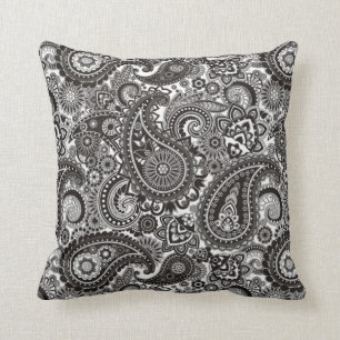 Almohada blanco y negro de Paisley