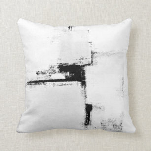 Almohada blanco y negro del arte abstracto del