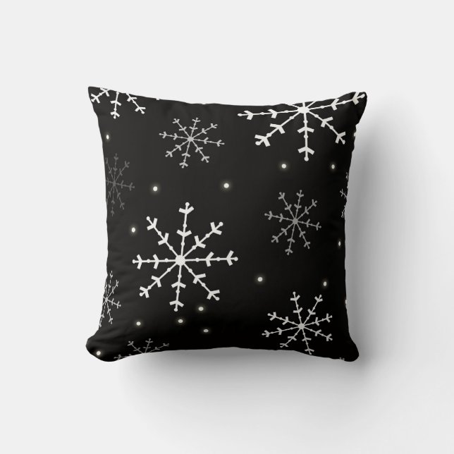 Almohada blanco y negro del copo de nieve (Anverso)