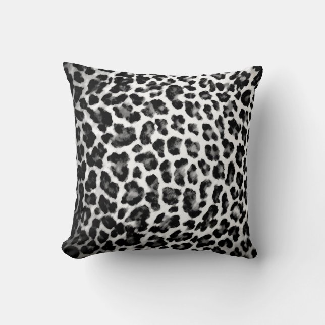 Almohada blanco y negro del estampado leopardo (Anverso)