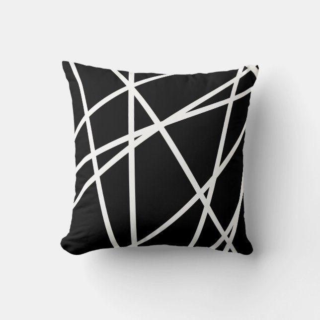 Almohada blanco y negro del modelo de la raya (Anverso)