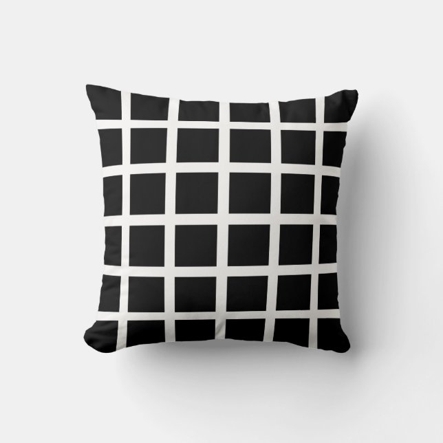 Almohada blanco y negro del modelo de rejilla (Anverso)