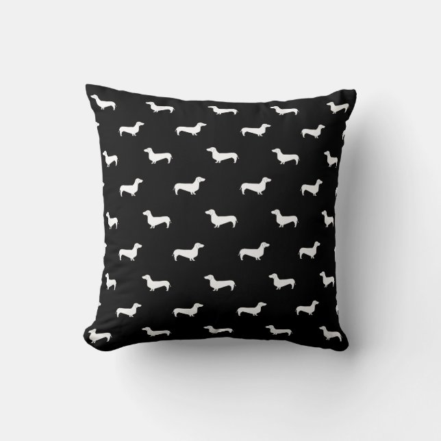 Almohada blanco y negro del modelo del Dachshund (Anverso)