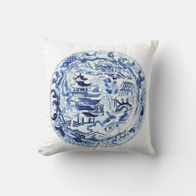 ALMOHADA BLUE/WHITE DE LA PLACA DEL CHINOISERIE (Anverso)