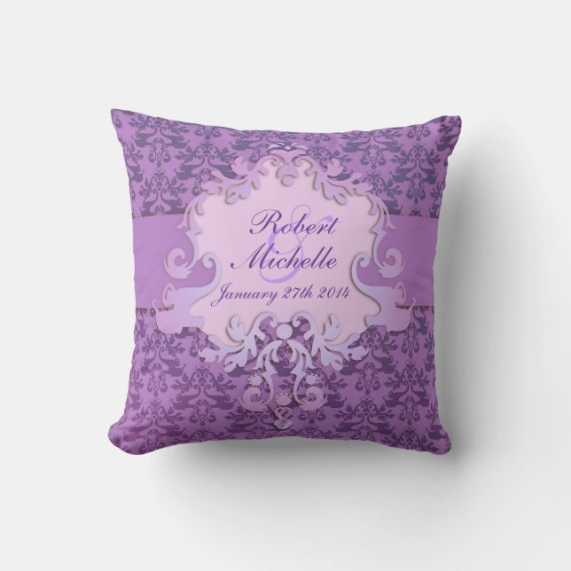 almohada boda conmemorativa morada de Damasco (Anverso)