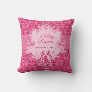 almohada boda conmemorativa rosa Damask