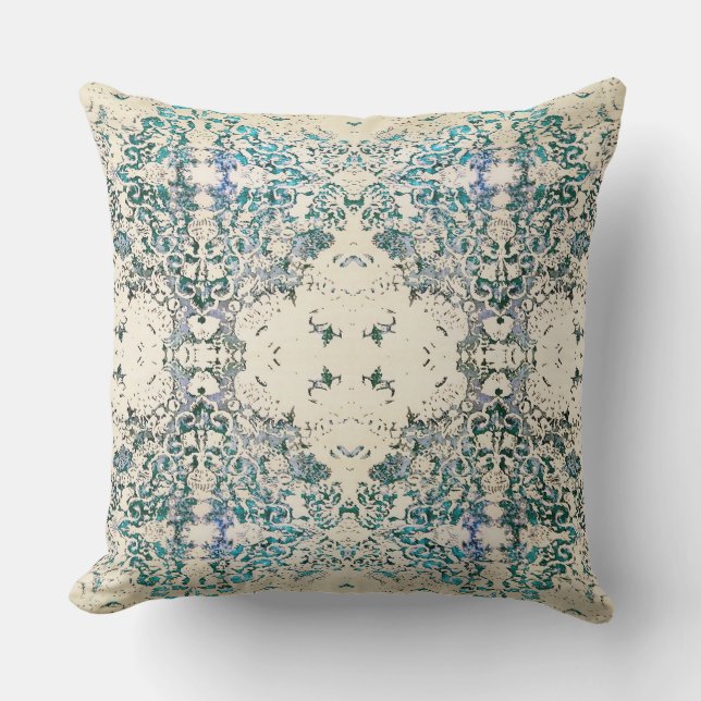 Almohada bohemia azul de lujo adornada de Boho la (Anverso)