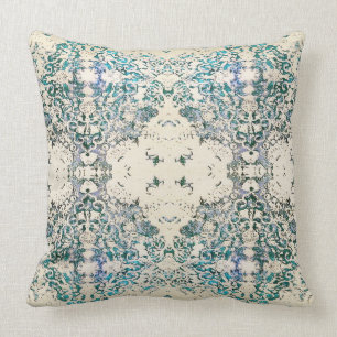 Almohada bohemia azul de lujo adornada de Boho la