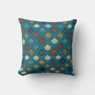 Almohada Bohemia Escala de Pescado Azul Turquesa