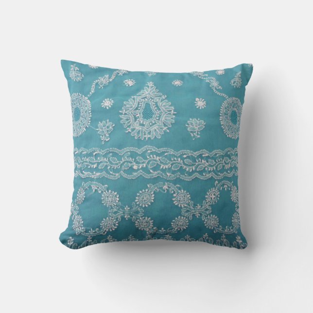 Almohada Bohemiana Turquesa (Anverso)