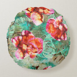 Almohada Bohemio Vintage Coral Floral Turquesa