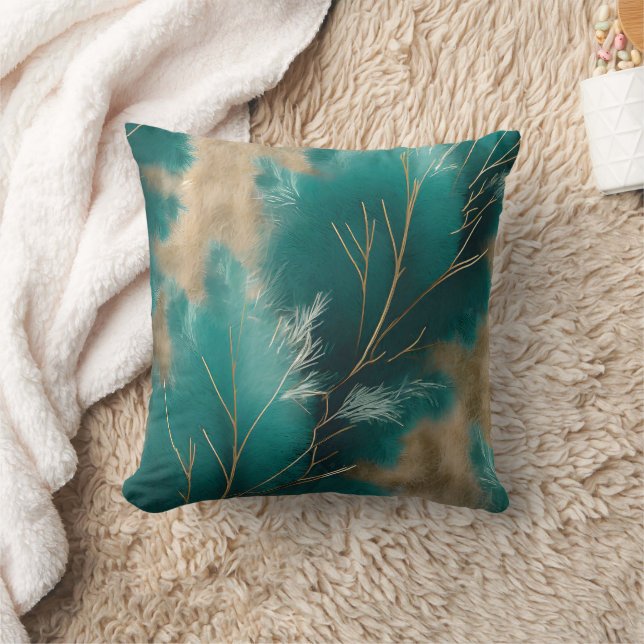 Almohada Boho Verde Azul – Diseño de Decoración pa (Manta)