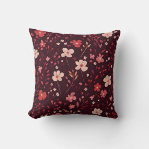 Almohada borgoñona con patrón floral rosa y blanco