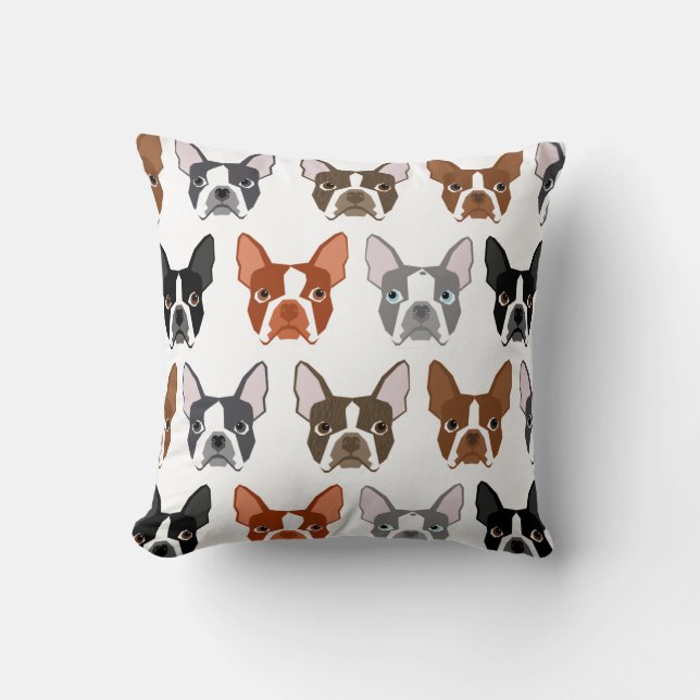 almohada Boston Terrier - colores adorables boston (Anverso)