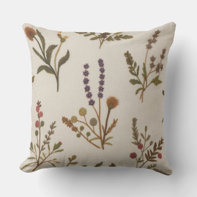 Almohada Botánica Boho – Cojín delicado de flores  (Anverso)
