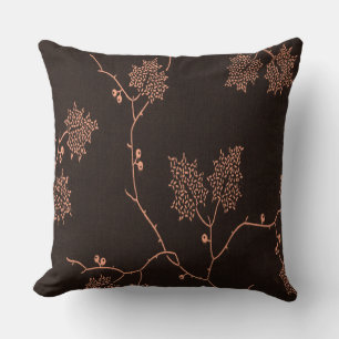 Almohada botánica de durazno y marrón