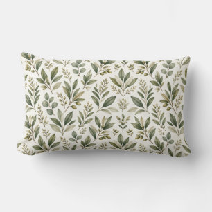 Almohada Botánica de Hoja de Olivo Verde Salvia