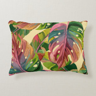 Almohada Botánica de Hojas Tropicales de Monstera