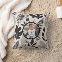 Almohada botánica personalizada con foto y nombre