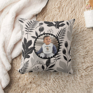 Almohada botánica personalizada con foto y nombre