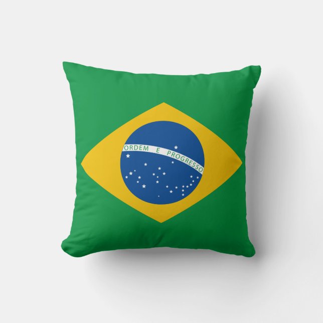 Almohada brasileña de la bandera, el Brasil, azul (Anverso)
