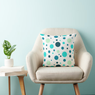 Almohada brillante de lunares verde aqua
