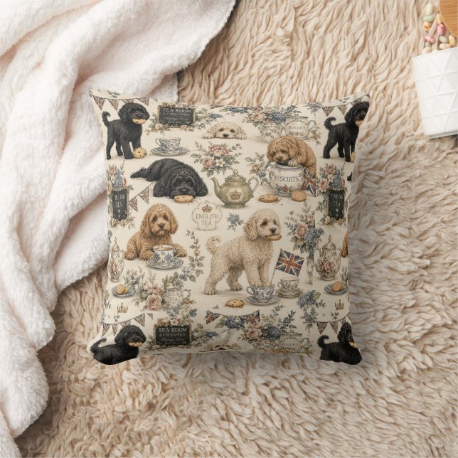 Almohada Británica de Salón de Té Cockapoo (Manta)