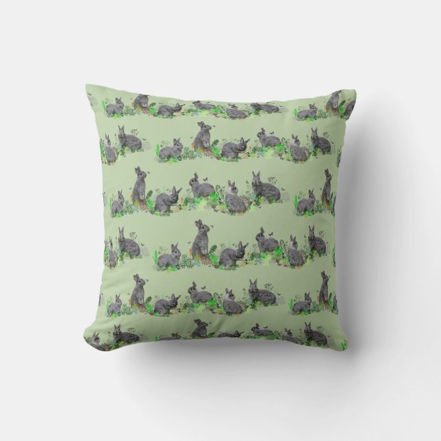 Almohada Bunny Meadow (verde claro) (Anverso)
