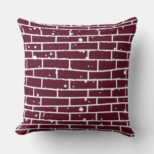 Almohada Burgundy Pared de Ladrillo Deteriorada
