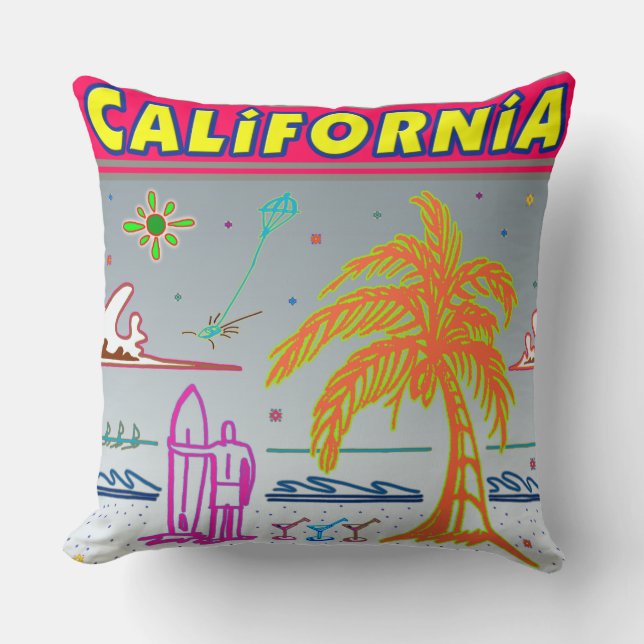 Almohada "CALIFORNIA" en la playa de Surfer (Anverso)