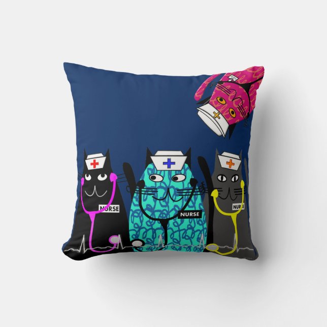 Almohada caprichosa #15 del gato de la enfermera (Anverso)